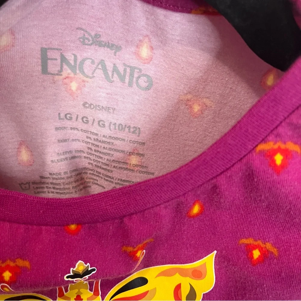 Disney Encanto Puff Short Sleeve Pink Graphic Tiered Dress Girls Youth Size L